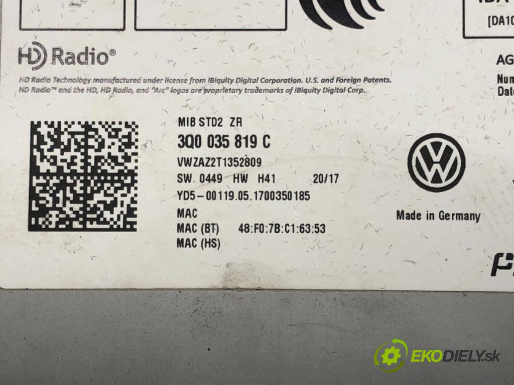 VW GOLF VII (5G1, BQ1, BE1, BE2) 2012 - 2022    1.4 TSI 92 kW [125 KM] benzyna 2014 - 2022  CZYTNIK navigace 3Q0035819C (Ostatní)