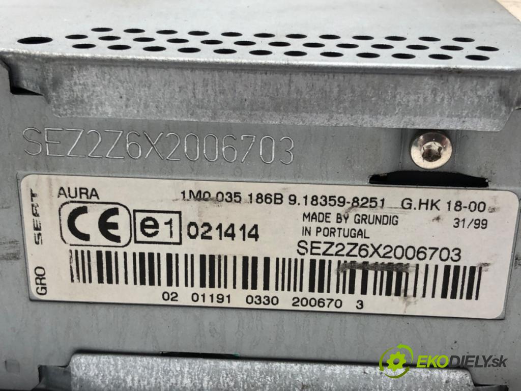 SEAT TOLEDO II (1M2) 1998 - 2006    1.9 TDI 66 kW [90 KM] olej napędowy 1999 - 2004  RADIO 1M0035186B (Audio zariadenia)