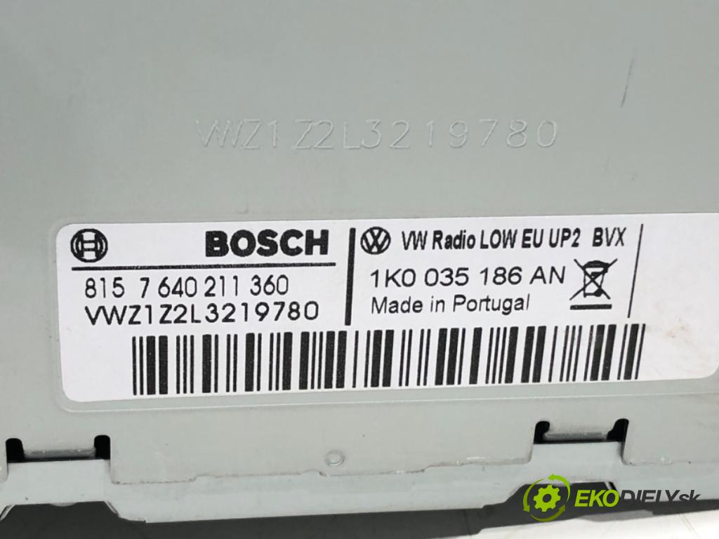 VW GOLF VI (5K1) 2008 - 2014    1.2 TSI 77 kW [105 KM] benzyna 2008 - 2012  RADIO 1K0035186AN (Audio zariadenia)