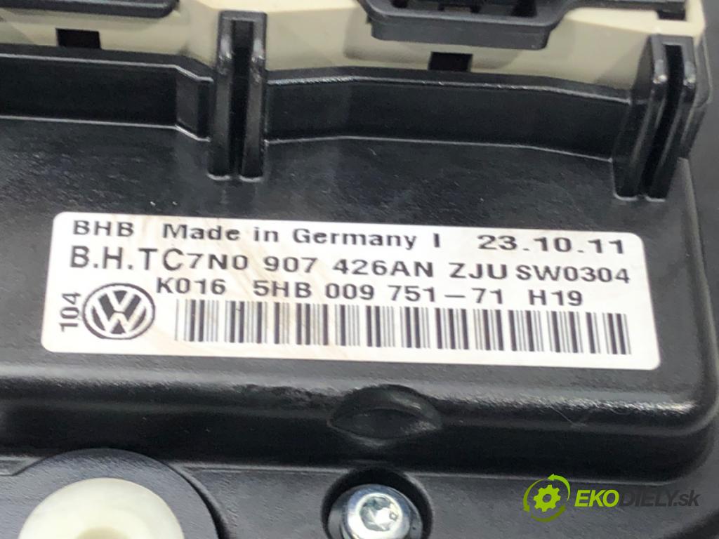 VW GOLF VI (5K1) 2008 - 2014    1.2 TSI 77 kW [105 KM] benzyna 2008 - 2012  Panel ovládania kúrenia 7N0907426AN (Prepínače, spínače, tlačidlá a ovládače kúrenia)