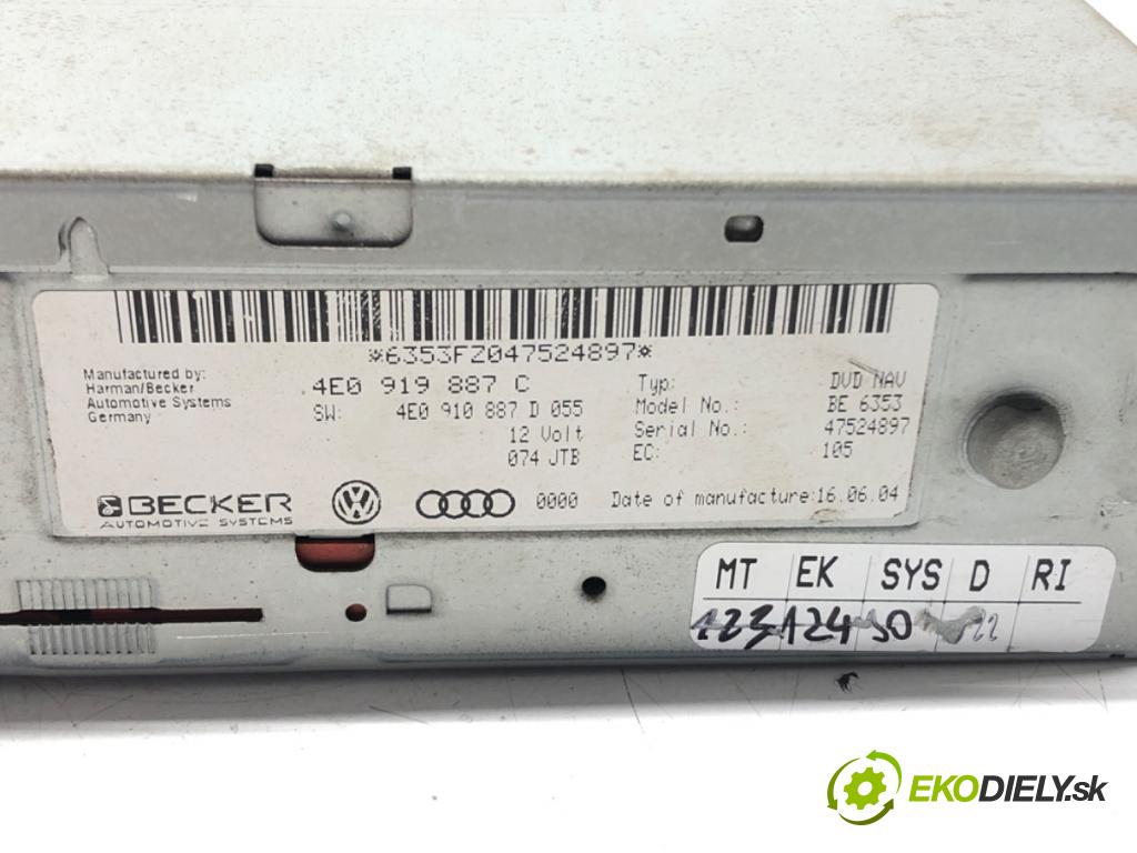 AUDI A6 C6 (4F2) 2004 - 2011    3.0 TDI quattro 165 kW [225 KM] olej napędowy 2004  CZYTNIK navigace 4E0919887C (Ostatní)