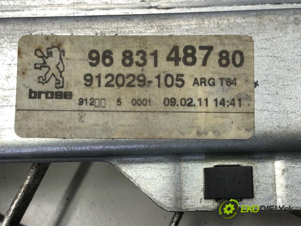PEUGEOT 3008 nadwozie wielkoprzestrzenne (MPV) (0U_) 2009 - 2017    1.6 HDi 82 kW [112 KM] olej napędowy 2009 - 2016  mechanismus okna levý zadní část 9683148780