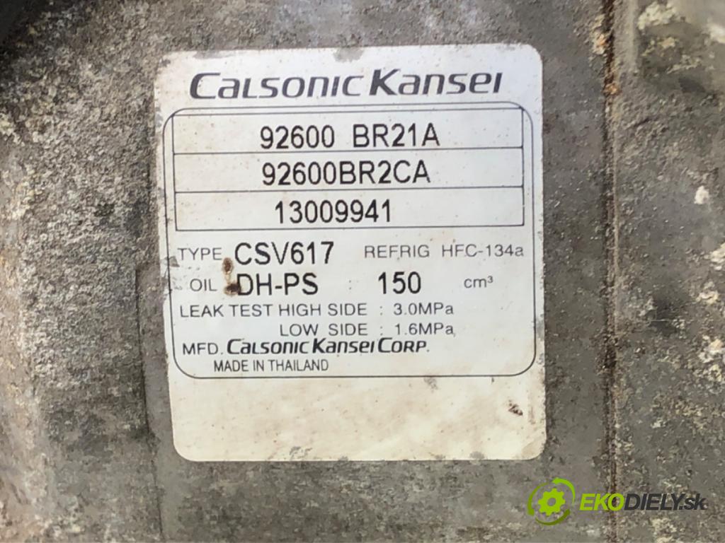 NISSAN QASHQAI / QASHQAI +2 I (J10, NJ10, JJ10E) 2006 - 2014    2.0 Napęd na wszystkie koła 104 kW [141 KM] benzyn  Kompresor klimatizácie 92600BR21A (Kompresory klimatizácie)