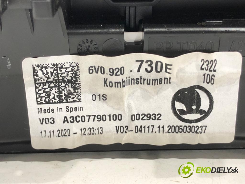 SKODA FABIA III Kombi (NJ5) 2014 - 2022    1.0 44 kW [60 KM] benzyna 2014 - 2022  Prístrojovka 6V0920730E (Prístrojové dosky, displeje)