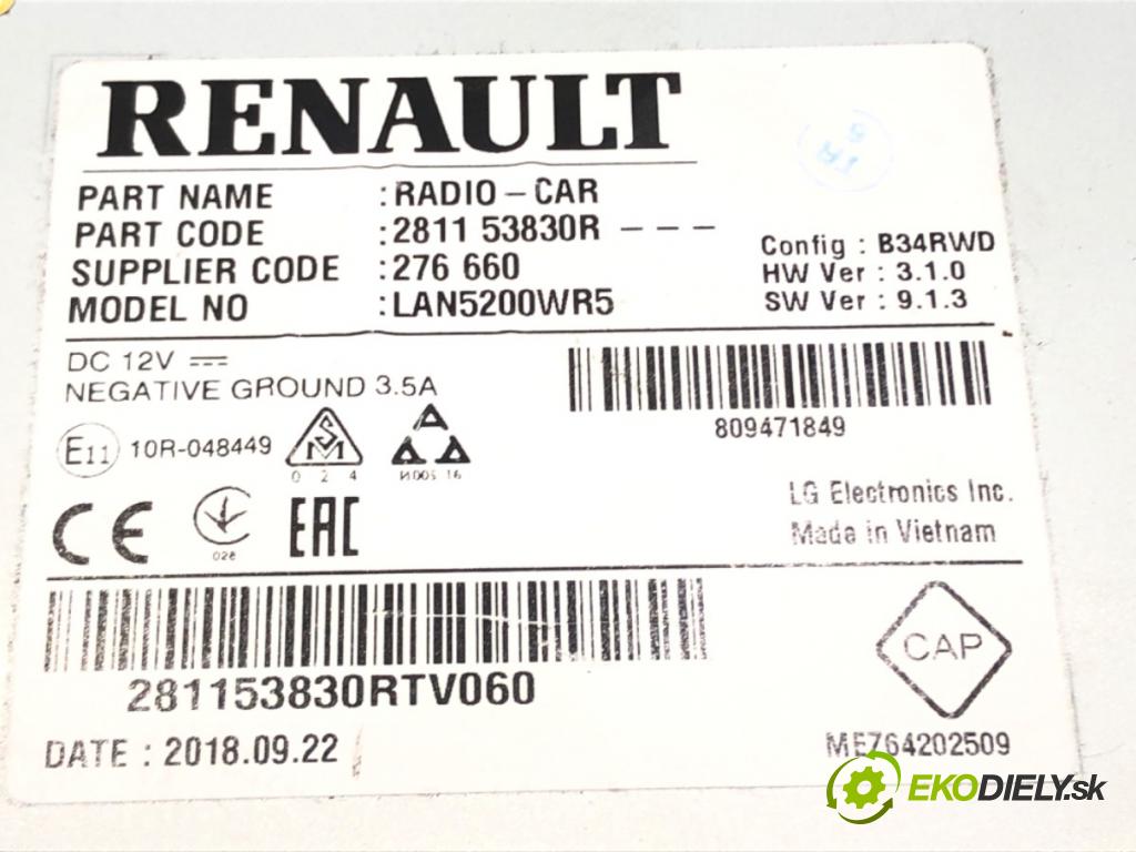 DACIA DUSTER (HM_) 2017 - 2022    1.6 SCe 115 (HMM1) 84 kW [115 KM] benzyna 2017 - 2  Dislpej Navigácia 281153830R (Prístrojové dosky, displeje)