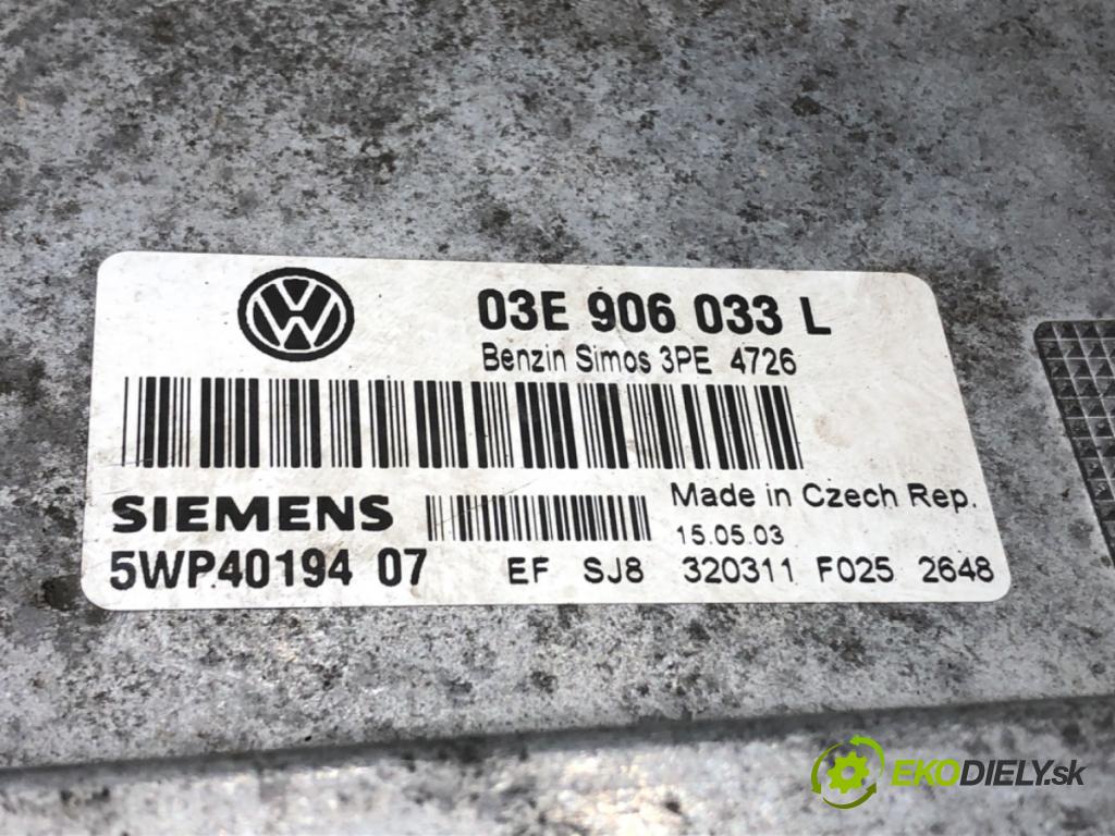 VW POLO (9N_, 9A_) 2001 - 2014    1.2 12V 47 kW [64 KM] benzyna 2001 - 2007  riadiaca jednotka Motor 03E906033L (Riadiace jednotky)