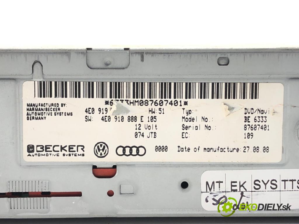 AUDI A4 B8 Avant (8K5) 2007 - 2015    2.0 TDI 125 kW [170 KM] olej napędowy 2008 - 2012  čítač navigácie 4E0910888E (Ostatné)