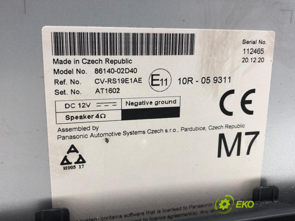 TOYOTA COROLLA sedan (_E21_) 2019 - 2022    1.8 VVTi Hybrid (MZEA12) 90 kW [122 KM] Hybryda si  RADIO Dislpej 86140-02D40