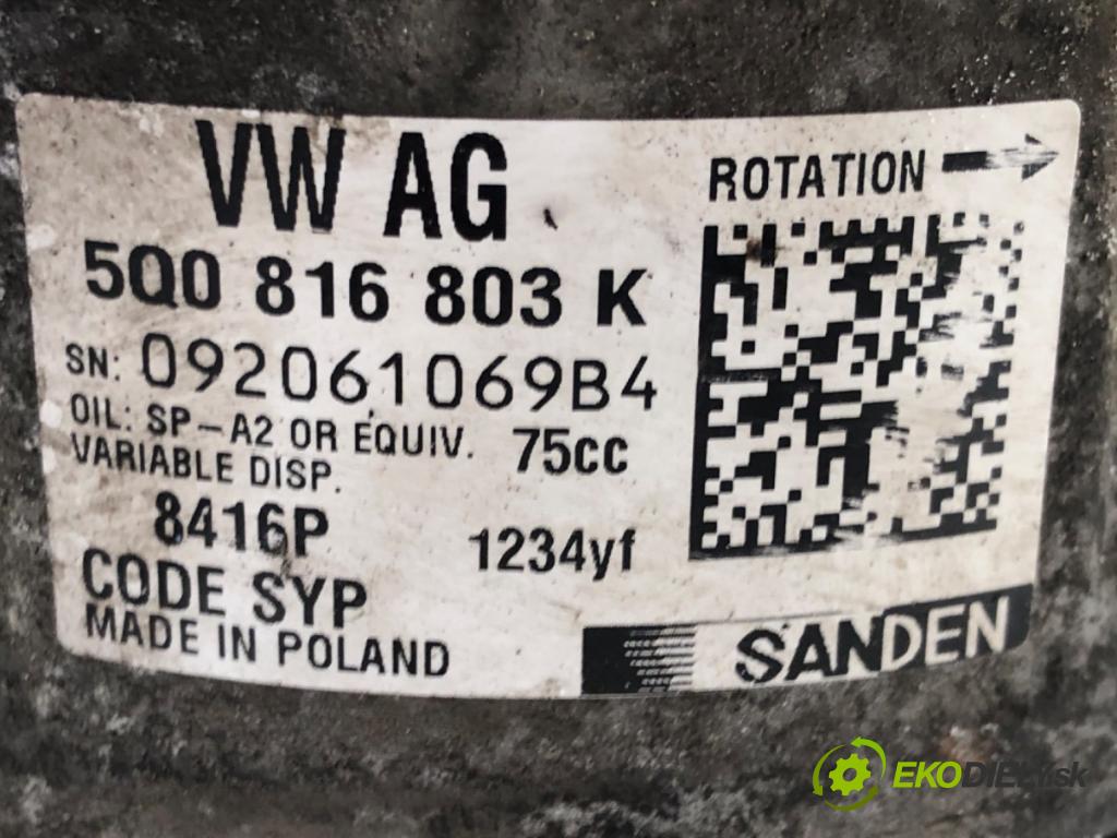 VW GOLF VII Variant (BA5, BV5) 2013 - 2022    1.6 TDI 85 kW [115 KM] olej napędowy 2016 - 2022  kompresor klimatizace 5Q0816803K (Kompresory)