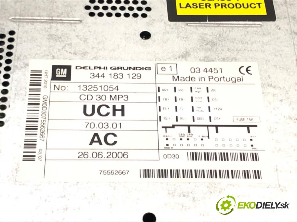 OPEL ASTRA H Kombi (A04) 2004 - 2014    1.6 (L35) 77 kW [105 KM] benzyna 2004 - 2010  RADIO 13251054 (Audio zariadenia)