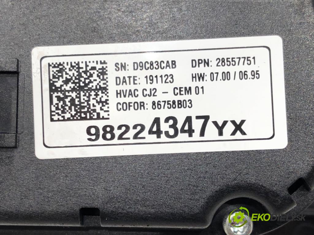 OPEL GRANDLAND / GRANDLAND X (A18, P1UO) 2017 - 2022    1.6 Turbo (75) 133 kW [181 KM] benzyna 2018 - 2022  Panel ovládania kúrenia 98224347YX (Prepínače, spínače, tlačidlá a ovládače kúrenia)