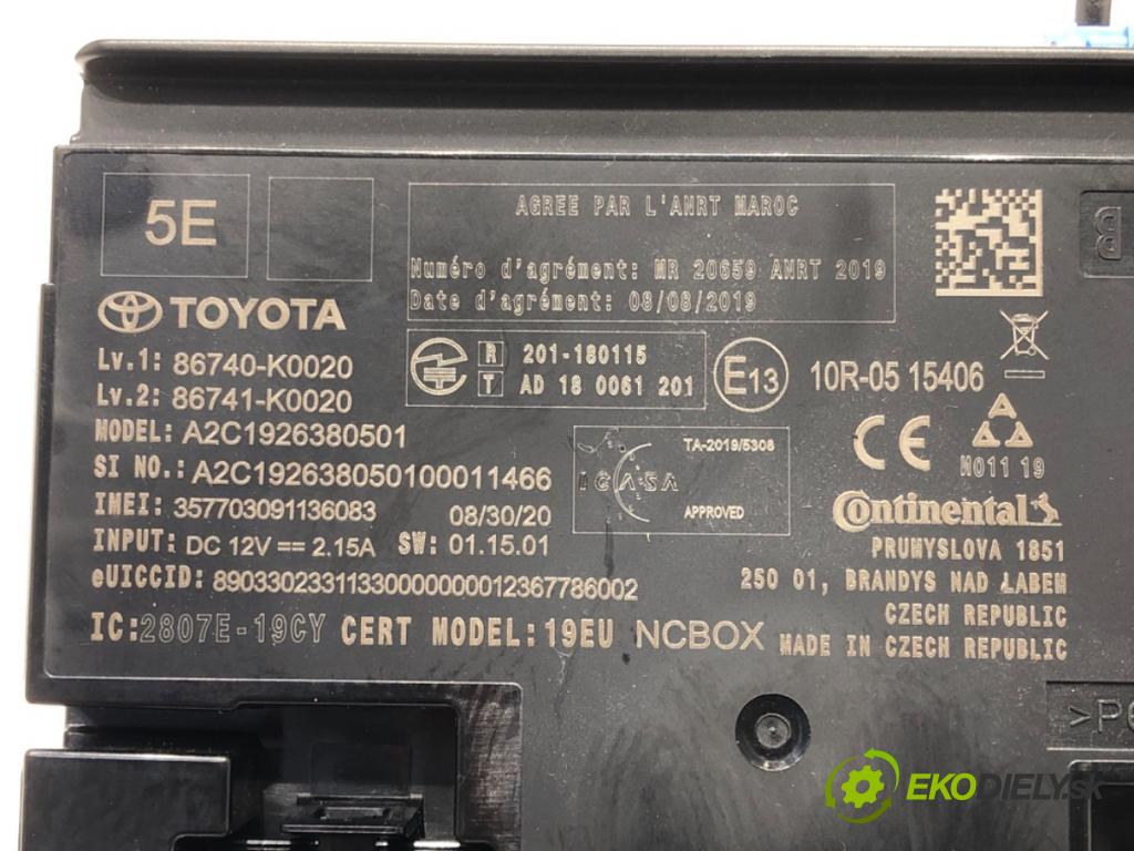 TOYOTA YARIS (_P21_, _PA1_, _PH1_) 2020 - 2022    1.5 (MXPA11) 92 kW [125 KM] benzyna 2020 - 2022  Modul telefónu 86740-K0020 (Ostatné)