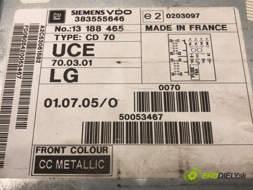 OPEL ASTRA H GTC (A04) 2005 - 2010    1.6 (L08) 77 kW [105 KM] benzyna 2005 - 2010  RADIO 13188465 (Audio zariadenia)