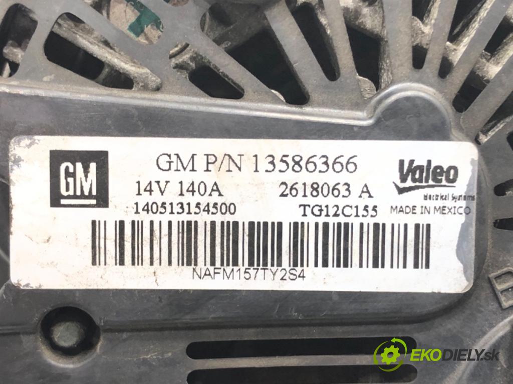 OPEL ASTRA J Sports Tourer (P10) 2010 - 2015    1.6 CDTi (35) 100 kW [136 KM] olej napędowy 2013 -  Alternátor 13586366 (Alternátory)