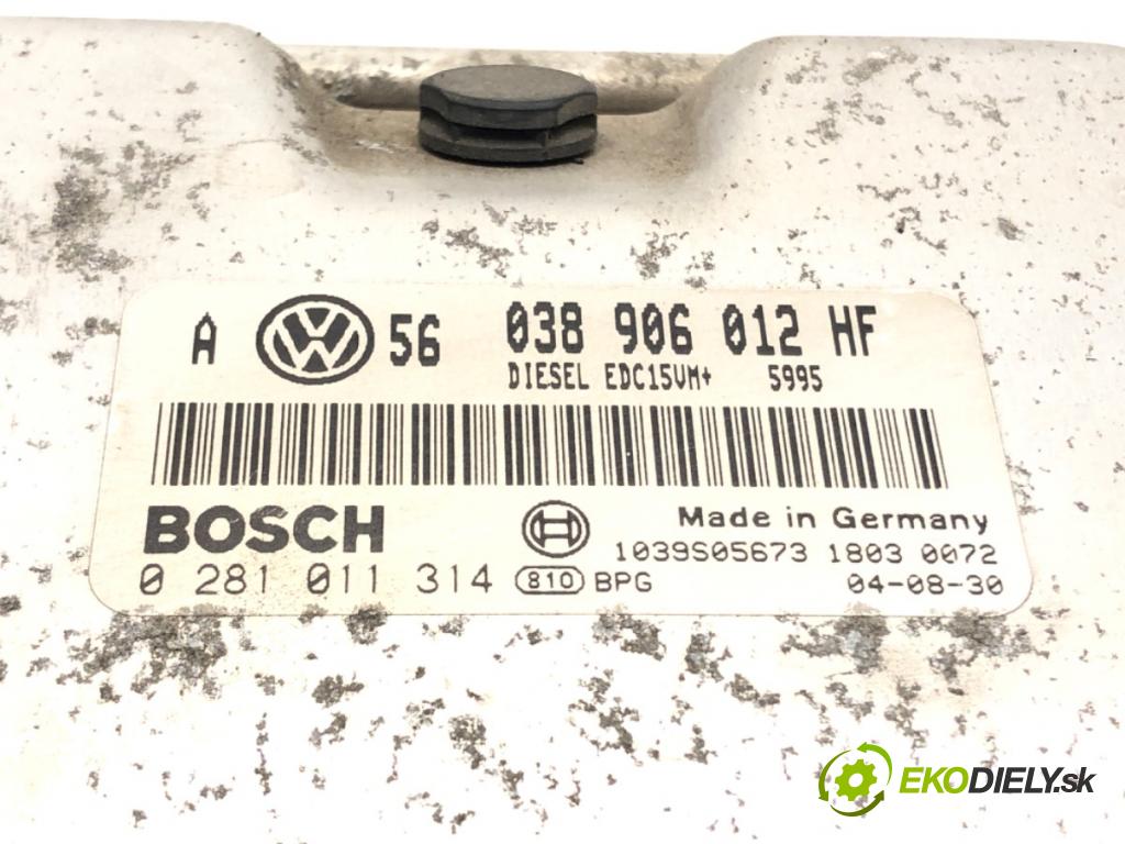 VW GOLF IV Variant (1J5) 1999 - 2006    1.9 TDI 66 kW [90 KM] olej napędowy 1999 - 2006  riadiaca jednotka Motor 038906012HF 0281011314 (Riadiace jednotky)