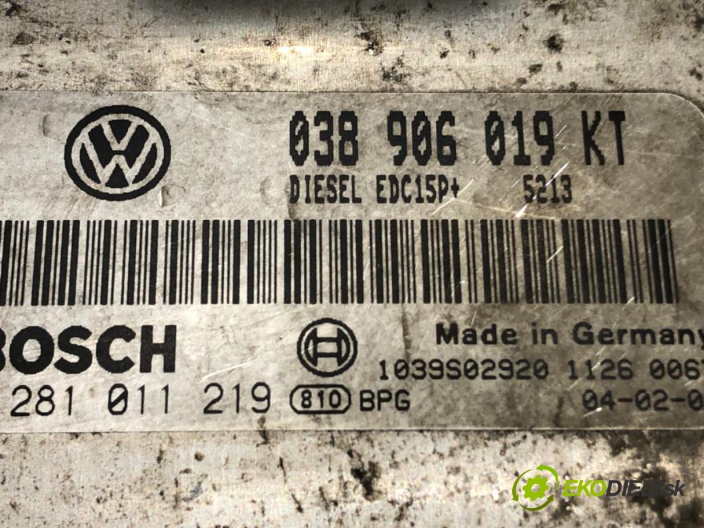SKODA FABIA I (6Y2) 1999 - 2008    1.9 TDI 74 kW [100 KM] olej napędowy 2000 - 2008  riadiaca jednotka Motor 038906019KT (Riadiace jednotky)