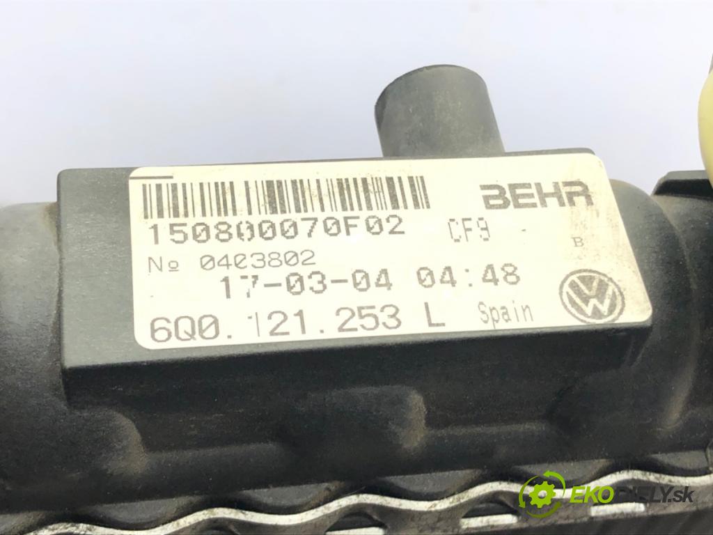 SKODA FABIA I (6Y2) 1999 - 2008    1.9 TDI 74 kW [100 KM] olej napędowy 2000 - 2008  Chladič vody 6Q0121253L (Chladiče vody)