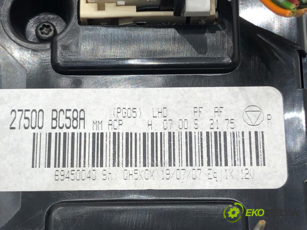 NISSAN MICRA III (K12) 2002 - 2010    1.2 16V 48 kW [65 KM] benzyna 2003 - 2010  Panel ovládania kúrenia 27500-BC58A (Prepínače, spínače, tlačidlá a ovládače kúrenia)