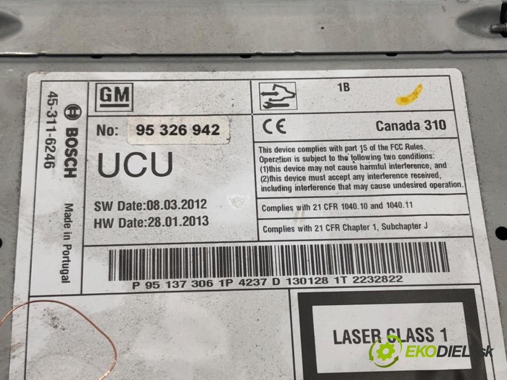 CHEVROLET ORLANDO (J309) 2010 - 2022    1.8 LPG 104 kW [141 KM] Benzyna / gaz samochodowy   RADIO 95326942 (Audio zariadenia)