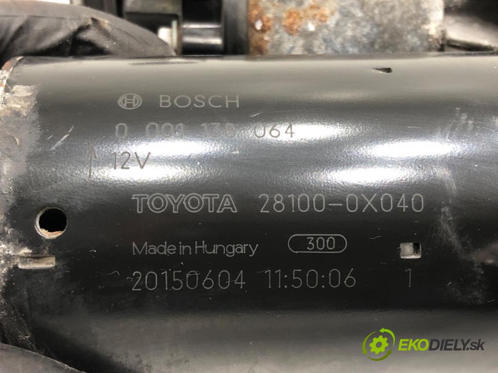 TOYOTA AURIS Kombi (_E18_) 2013 - 2018    1.6 D4-D (WWE185_) 82 kW [112 KM] olej napędowy 20  Štartér 0001138064 (Štartéry)
