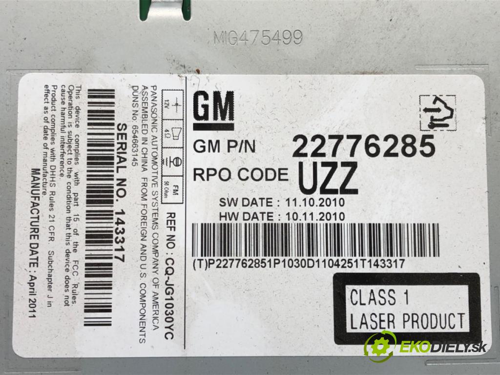 CHEVROLET ORLANDO (J309) 2010 - 2022    1.8 LPG 104 kW [141 KM] Benzyna / gaz samochodowy   RADIO 22776285 (Audio zariadenia)