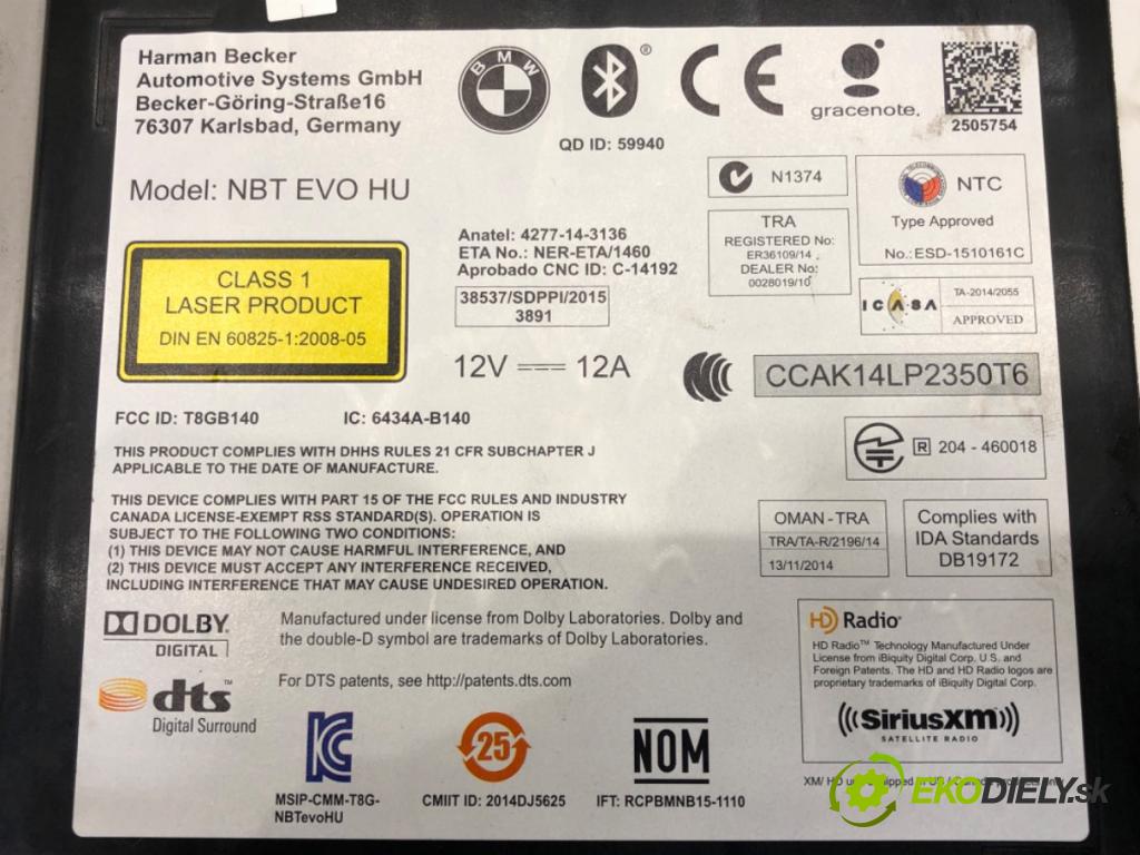 BMW 3 Gran Turismo (F34) 2012 - 2022    318 d 110 kW [150 KM] olej napędowy 2015 - 2022  RADIO Navigácia 8796224 NBT EVO HU (Audio zariadenia)