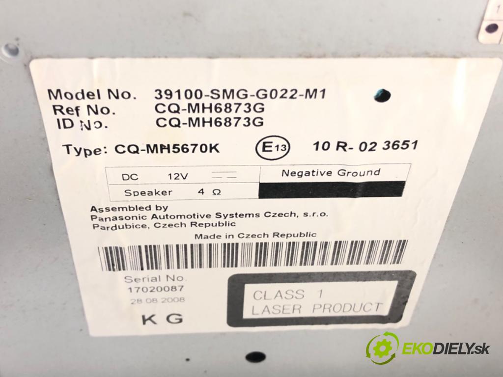 HONDA CIVIC VIII Hatchback (FN, FK) 2005 - 2022    1.4 (FK1, FN4) 73 kW [100 KM] benzyna 2008 - 2022  RADIO 39100-SMG-G022-M1 (Audio zariadenia)