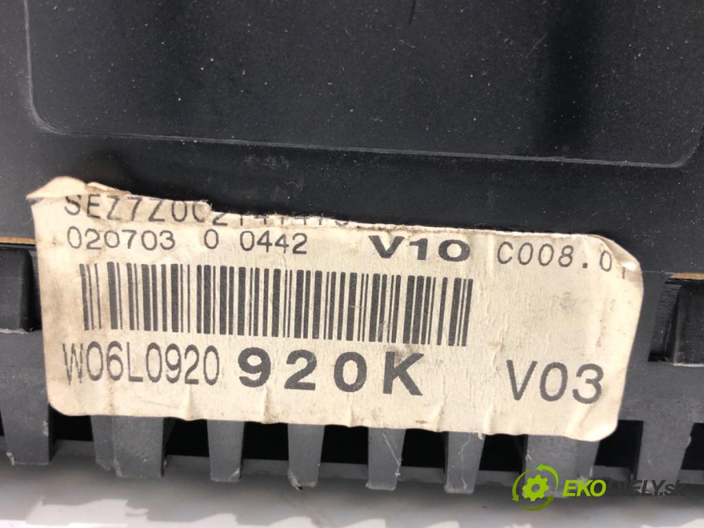 SEAT CORDOBA (6L2) 2002 - 2009    1.9 TDI 96 kW [131 KM] olej napędowy 2002 - 2009  Prístrojovka 6L0920920K (Prístrojové dosky, displeje)