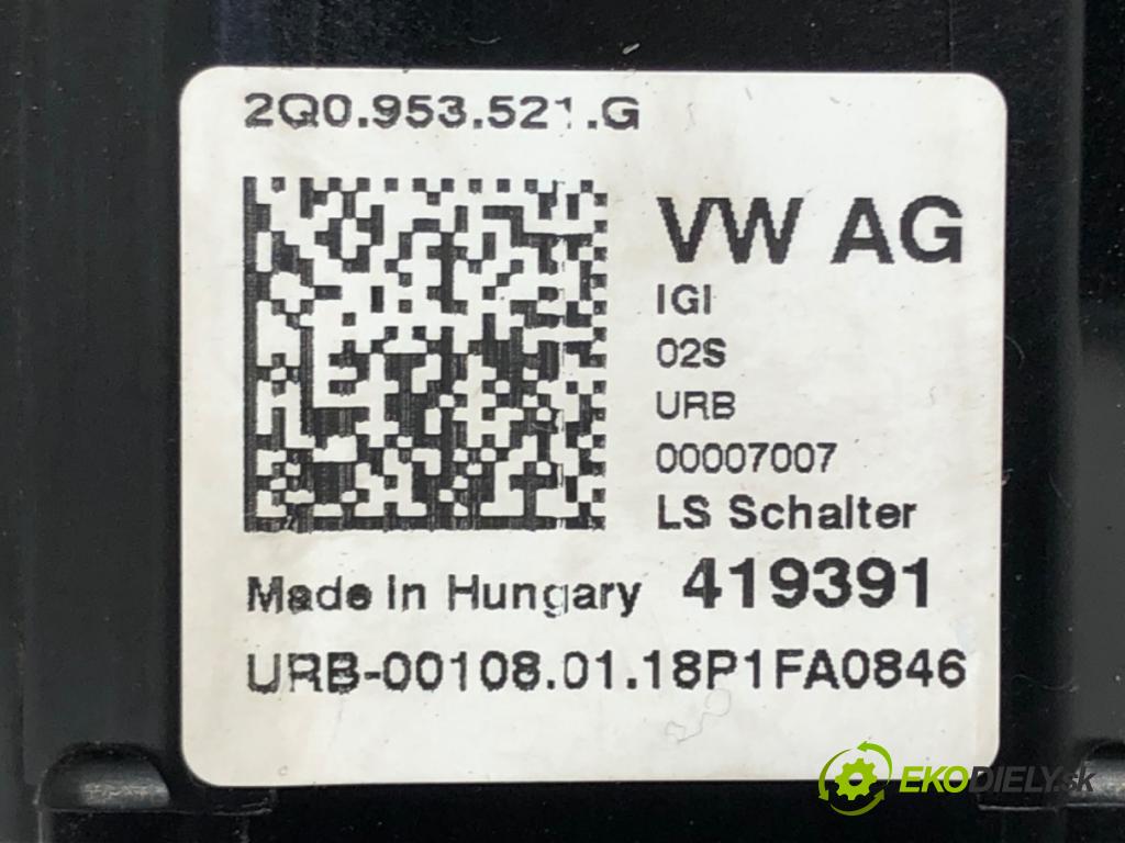 VW POLO VI (AW1, BZ1, AE1) 2017 - 2022    1.0 48 kW [65 KM] benzyna 2017 - 2022  Prepínač kombinovaný 2Q0953521G (Prepínače, spínače, tlačidlá a ovládače kúrenia)