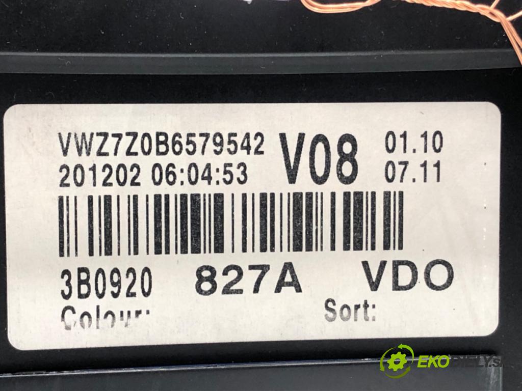 VW PASSAT B5.5 (3B3) 2000 - 2005    1.9 TDI 96 kW [130 KM] olej napędowy 2000 - 2005  Prístrojovka 3B0920827A (Prístrojové dosky, displeje)