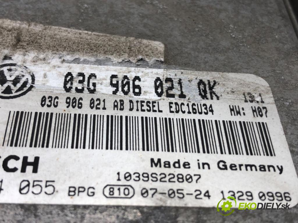 VW GOLF PLUS V (5M1, 521) 2004 - 2013    1.9 TDI 77 kW [105 KM] olej napędowy 2005 - 2009  riadiaca jednotka Motor 03G906021QK (Riadiace jednotky)