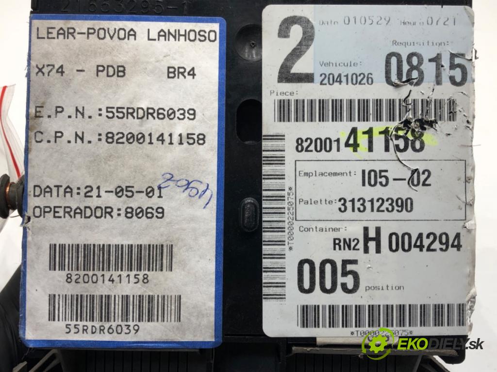 RENAULT LAGUNA II (BG0/1_) 2001 - 2007    1.8 16V (BG0B, BG0M) 88 kW [120 KM] benzyna 2001 - 2007  modul BSI 8200141158 (Pojistkové skříňky)