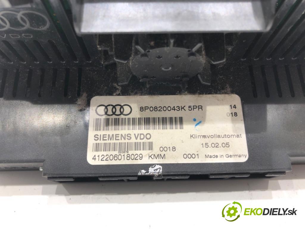 AUDI A3 (8P1) 2003 - 2013    2.0 TDI 103 kW [140 KM] olej napędowy 2005 - 2008  Panel ovládania kúrenia 8P0820043K (Prepínače, spínače, tlačidlá a ovládače kúrenia)