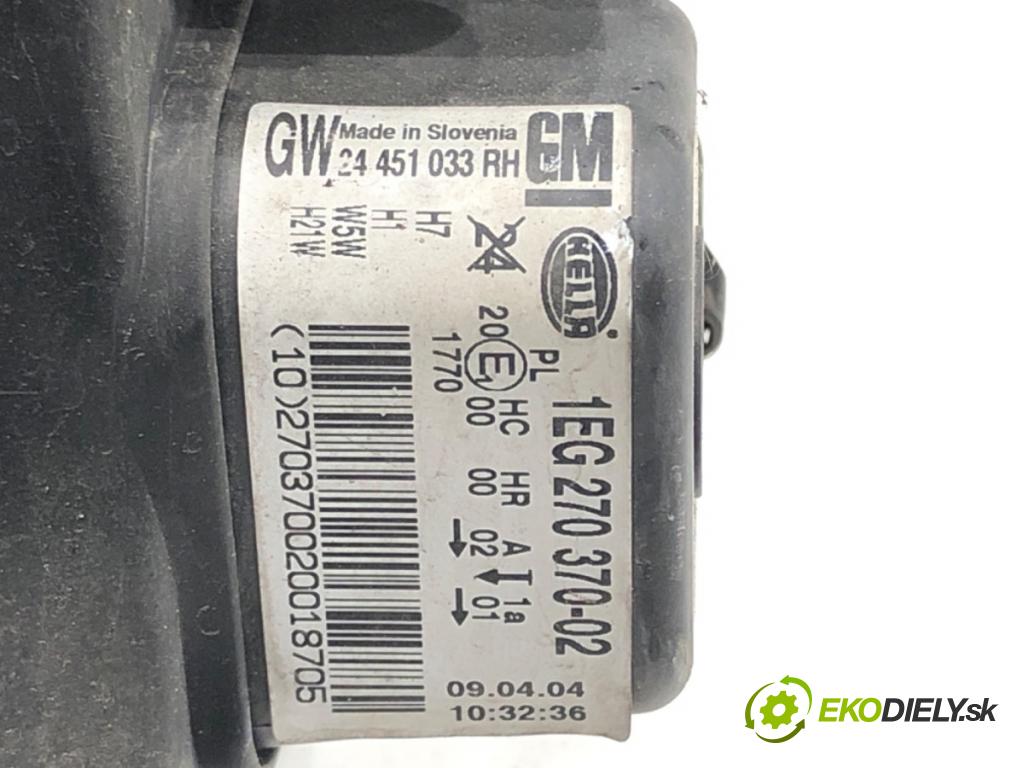 OPEL ASTRA H (A04) 2004 - 2014    1.6 (L48) 77 kW [105 KM] benzyna 2004 - 2010  Svetlomet pravy predný 24451033