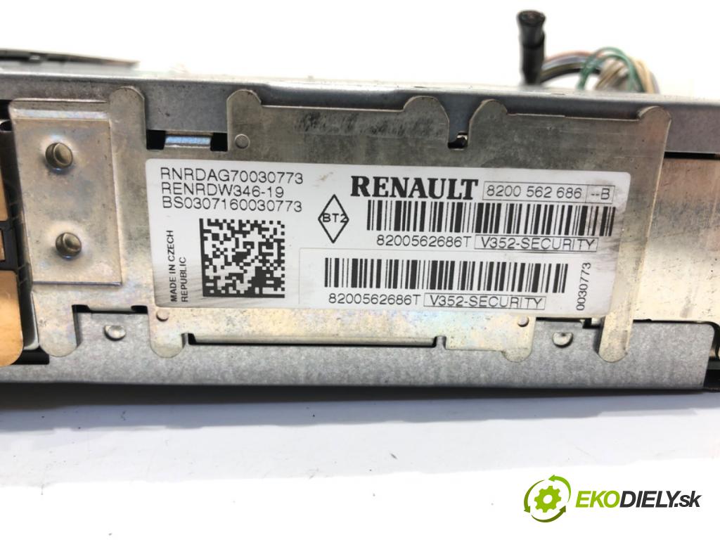 RENAULT SCÉNIC II (JM0/1_) 2003 - 2010    1.9 dCi (JM14) 96 kW [131 KM] olej napędowy 2005 - 2008  RADIO 8200562686B (Audio zariadenia)