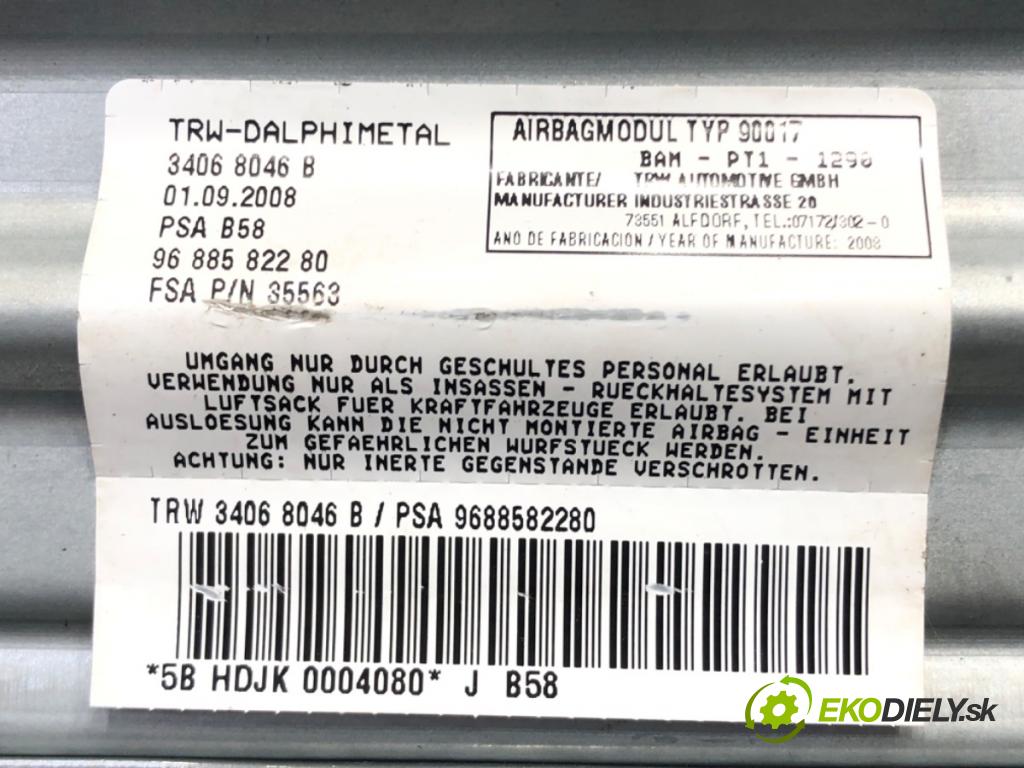 CITROEN C4 GRAND PICASSO I (UA_) 2006 - 2013    1.6 HDi 80 kW [109 KM] olej napędowy 2006 - 2011  AirBag spolujazdca 9688582280 (Airbagy)