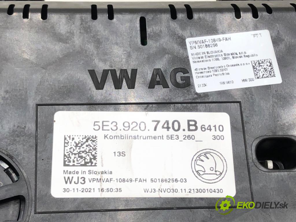 SKODA OCTAVIA IV (NX3, NN3) 2020 - 2022    1.5 TSI 110 kW [150 KM] benzyna 2020 - 2022  Prístrojovka 5E3920740B (Prístrojové dosky, displeje)