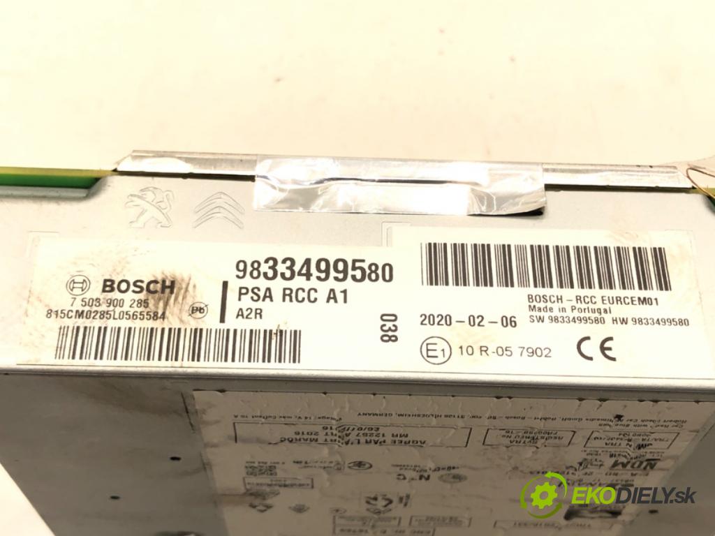 PEUGEOT PARTNER Nadwozie pełne/minivan (K9) 2018 - 2022    1.5 BlueHDi 100 75 kW [102 KM] olej napędowy 2019 - 2022  RADIO Navigácia 9833499580 (Audio zariadenia)