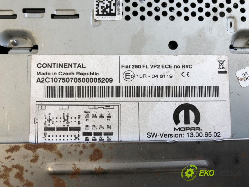 FIAT DUCATO Autobus (250_) 2006 - 2022    130 Multijet 2,3 D 96 kW [131 KM] olej napędowy 2011 - 2022  RADIO Navigácia A2C1075070500005209 (Audio zariadenia)