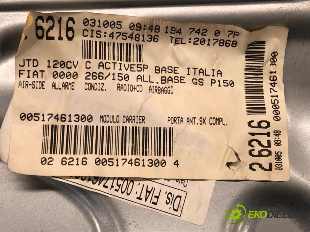 FIAT CROMA (194_) 2005 - 2022    1.9 D Multijet (194AXB1B) 88 kW [120 KM] olej napędowy 2005 - 2011  mechanismus okna pravý přední část 00517461300