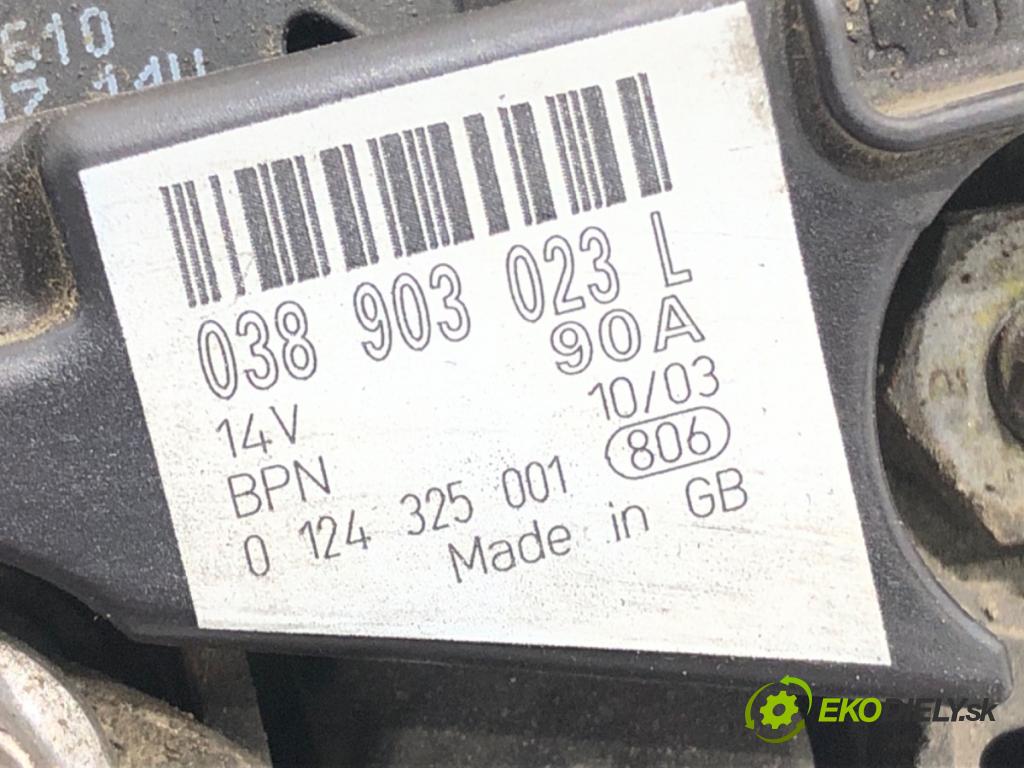 SEAT IBIZA III (6L1) 2002 - 2009    1.9 TDI 74 kW [100 KM] olej napędowy 2002 - 2009  Alternátor 038903023L (Alternátory)