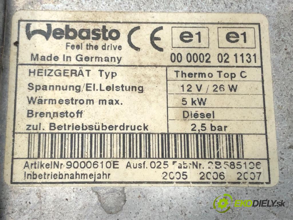 MAZDA 6 Station Wagon (GY) 2002 - 2008    2.0 DI (GY19) 105 kW [143 KM] olej napędowy 2005 - 2007  Webasto 9000610e (Webasto ohřívače)