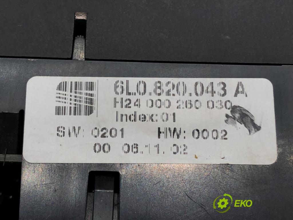 SEAT IBIZA III (6L1) 2002 - 2009    1.9 SDI 47 kW [64 KM] olej napędowy 2002 - 2005  Panel ovládania kúrenia 6L0820043A (Prepínače, spínače, tlačidlá a ovládače kúrenia)