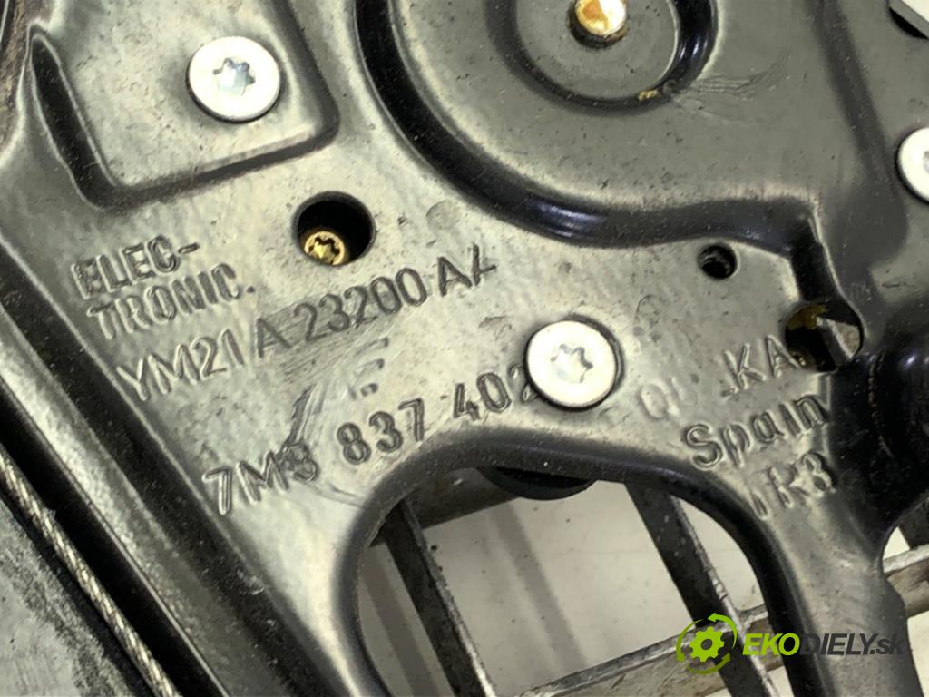 VW SHARAN (7M8, 7M9, 7M6) 1995 - 2010    1.9 TDI 96 kW [130 KM] olej napędowy 2002 - 2010  mechanismus okna pravý přední část 7M3887402