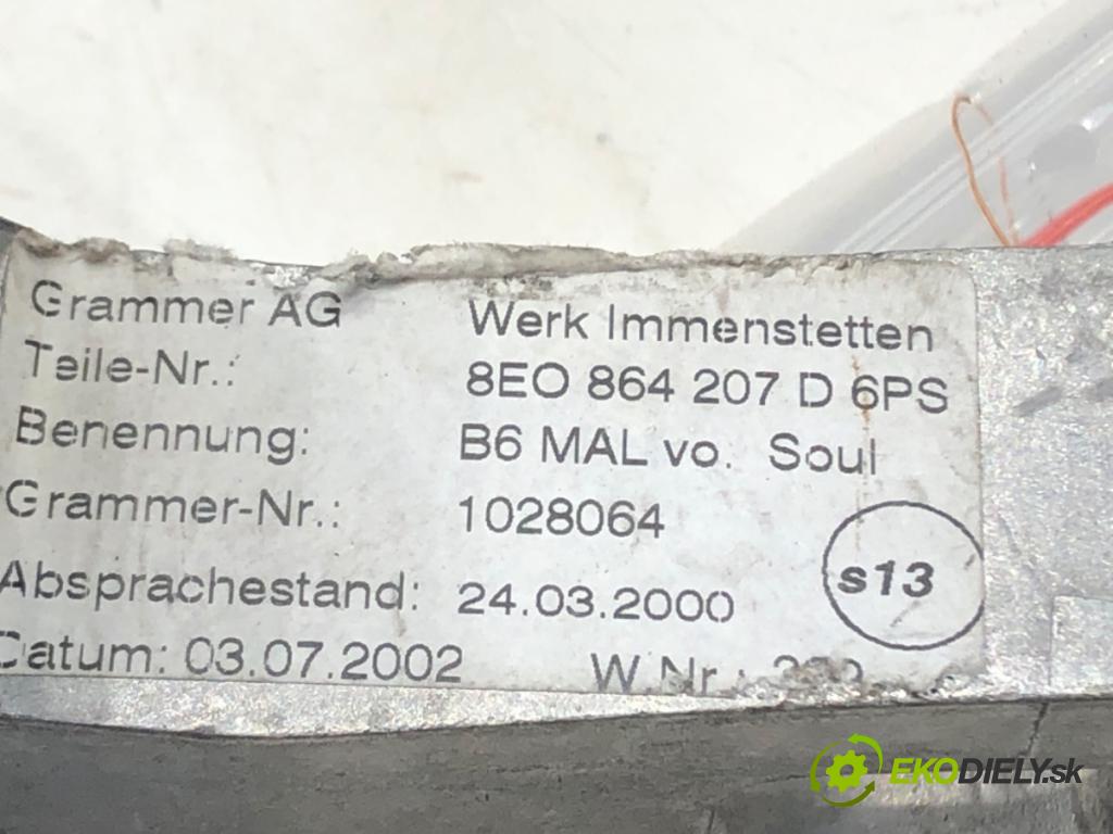AUDI A4 B6 Avant (8E5) 2000 - 2005    1.9 TDI 96 kW [130 KM] olej napędowy 2001 - 2004  Lakťová opierka 8E0864207D (Lakťové opierky)