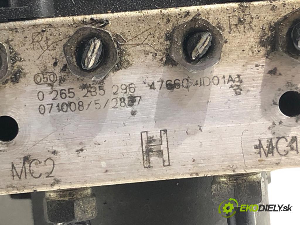 NISSAN QASHQAI / QASHQAI +2 I (J10, NJ10, JJ10E) 2006 - 2014    2.0 104 kW [141 KM] benzyna 2007 - 2013  Pumpa ABS 47660-JD01A 0265235296 (Pumpy ABS)
