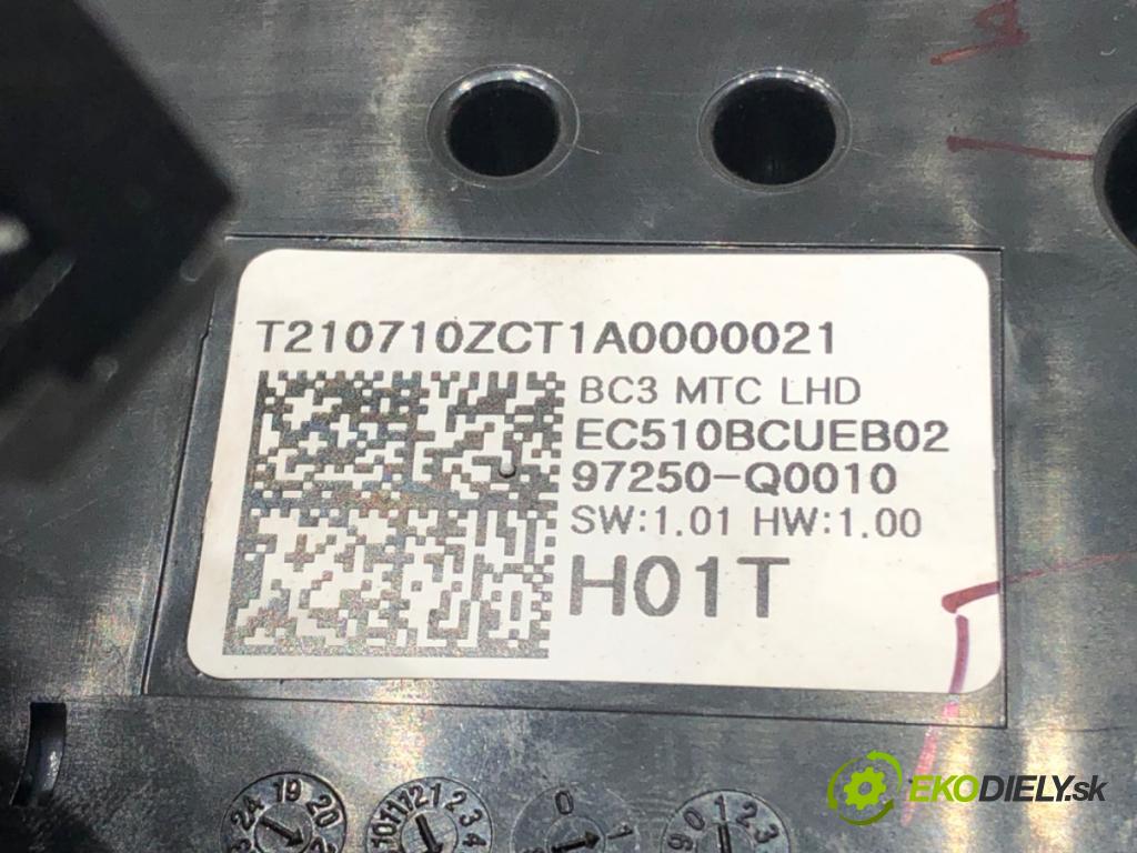 HYUNDAI i20 III (BC3, BI3) 2020 - 2022    1.2 62 kW [84 KM] benzyna 2020 - 2022  Panel ovládania kúrenia 97250-Q0010 (Prepínače, spínače, tlačidlá a ovládače kúrenia)