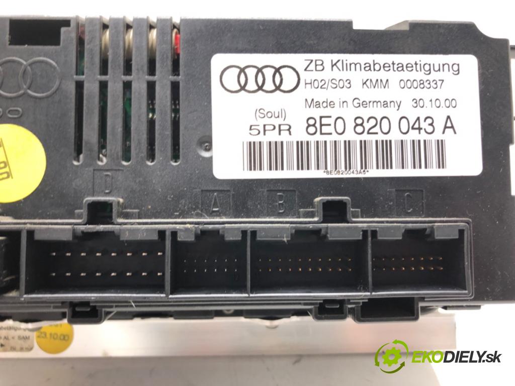 AUDI A4 B6 (8E2) 2000 - 2005    2.0 96 kW [130 KM] benzyna 2000 - 2004  Panel ovládania kúrenia 8E0820043A (Prepínače, spínače, tlačidlá a ovládače kúrenia)