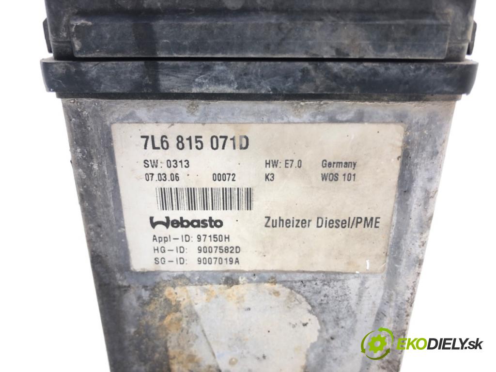 VW TOUAREG (7LA, 7L6, 7L7) 2002 - 2013    3.0 V6 TDI 165 kW [225 KM] olej napędowy 2004 - 2010  Webasto 7L6815071D (Webasto ohřívače)