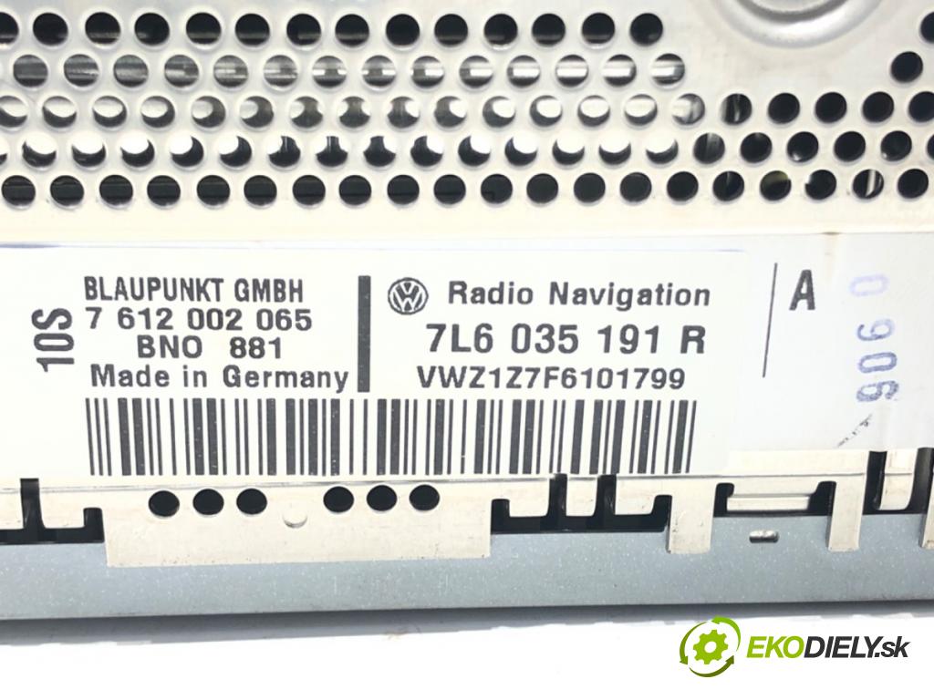 VW TOUAREG (7LA, 7L6, 7L7) 2002 - 2013    3.0 V6 TDI 165 kW [225 KM] olej napędowy 2004 - 2010  RADIO mavigace 7L6035191R (Audio zařízení)